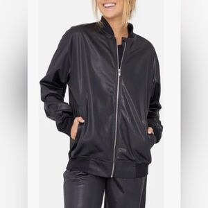 New Mono B Glossy Leather Look Bomber Jacket size 3X